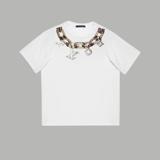 Hàng chất lượng cao unisex top L1V thời trang và giản dị thể thao mới dây chuyền cotton nguyên chất in logo áo thun ngắn tay cổ áo nhãn + thẻ treo XS-3XL