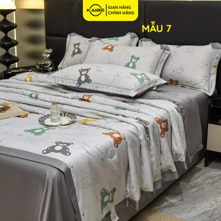 Bộ chăn ga gối lụa thái nhập khẩu cao cấp, chất liệu lụa thái mềm mịn, thoáng mát, chăn đã có ruột