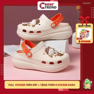   TẶNG 8 STICKER  Dép cross Dép nữ đế cao 7cm BOBO kiểu Hàn Quốc gril phố có quai hậu hàng quảng châu CROSS TREND 