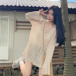 [Linin] Móc Rỗng Dệt Kim Nữ Móc Dài Tay Áo