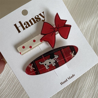 Kẹp tóc nữ Bangs Kẹp tóc nơ màu hồng 1 cặp