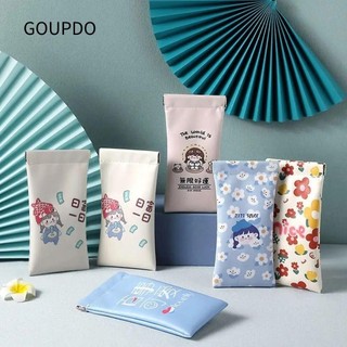GOUPDO Túi đựng kính, Hộp đựng kính bằng da PU, Hộp bảo vệ kính mắt in hình hoạt hình di động