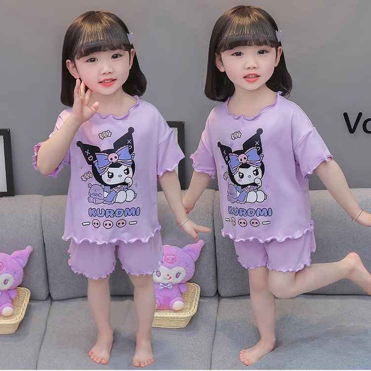 Đồ Ngủ Sanrio Kid 2-10Years Girl Set Kuromi My Melody Lotso Bear Cinnamoroll Baby Áo Sơ Mi Tay Ngắn Dễ Thương + Quần Bộ Đồ Ngủ Bộ Đồ Ngủ Trẻ Em Cho Bé Gái