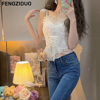 FENGZIDUO Áo 2 dây áo ba lỗ Thời trang hàn quốc độc đáo Thông thường tráng lệ cổ điển WBX2450JEX 20Z240512