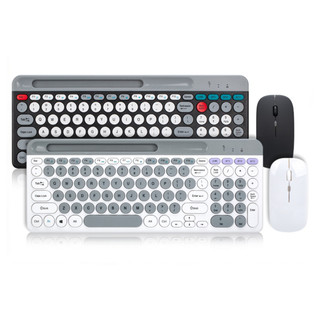 Bàn Phím Pin Lâu Dài Bàn Phím Sạc Chuột Bàn Phím Tròn Keycaps Bàn Phím Không Dây Chuột Combo Cho Windows Mac Ios Android Sạc Bluetooth Tương Thích 2.4ghz