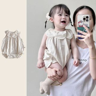 Bông nguyên chất cho trẻ em 0-2 tuổi mùa hè bé gái thoải mái thời trang đẹp công chúa phong cách jumpsuit bé mùa hè jumpsuit