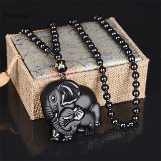  Y2e2noa Đen Obsidian Sự Giàu Có Mẹ Voi Mặt Dây Chuyền Vòng Cổ Nam Nữ Trang Sức Dự Tiệc Phụ Kiện Quà Tặng HOT 