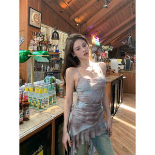 Tính khí Tie-Dye In gạc Vest xù lông không đều