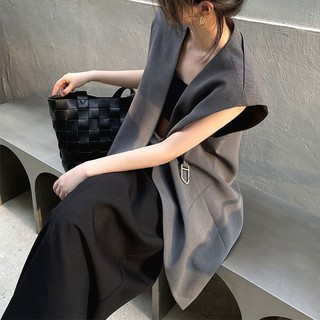 Mùa Hè 2024 Thiết Kế Phong Cách Mới Cảm Giác Không Cổ Áo Vest Nữ Phiên Bản Hàn Quốc Rời Giữa Chiều Dài Áo Khoác Không Tay