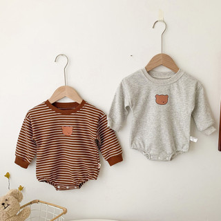 Bộ áo liền quần cho bé Bộ áo liền quần bé trai bé gái Áo len in hình gấu dễ thương Bộ áo liền quần hình tam giác cho bé