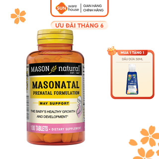 Viên Uống Tổng Hợp Vitamin MASON NATURAL Prenatal Formulation 100 Viên Cho Phụ Nữ Mang Thai Và Cho Con Bú