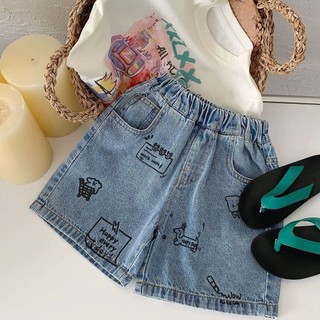 Hot Phong Cách Mới Nhật Bản Bé Trai Hàn Quốc Quần Short Denim Mùa Hè 2024 Phong Cách Mới Trẻ Em In Đầy Đủ Quần Năm Điểm Hoạt Hình Bé Phù Hợp Với Quần Hợp Thời Trang
