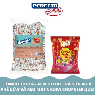 Combo kẹo Mút Chupa Chups Tết và Alpenliebe Trà sữa & Cà phê dừa túi 2kg
