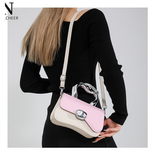 Nallcheer Kẹo chắp vá màu vỏ cứng đơn giản túi vuông nhỏ Túi đeo vai kim loại thông thường