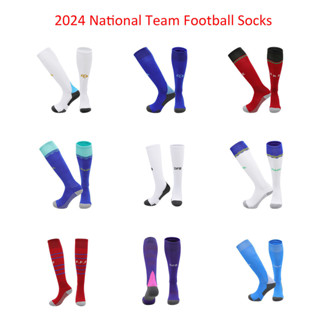 Tất bóng đá đội tuyển quốc gia 2024 Khăn dày đáy đến đầu gối Bóng đá cao Stocking dài cho người lớn và trẻ em