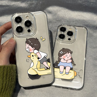 ốp lưng iPhone 15 11 Nhân vật hoạt hình Cặp vợ chồng Dễ thương Ốp Túi Khí Cho iPhone 14 13 12 11 Pro Max8 7 Plus X XR XS 6 6S Se 2020 TPU Mềm Trong Suốt Vỏ Điện Thoại