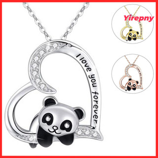 Yirepny Nữ Vòng Cổ Rỗng Ra Trái Tim Gấu Trúc Có Thể Điều Chỉnh Động Vật Chữ Mặt Dây Chuyền Vòng Cổ Trang Sức Quà Tặng