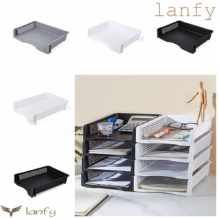 Lanfy Giá đỡ tập tin có thể xếp chồng lên nhau, Máy tính để bàn Sắp xếp tập tin Khay lưu trữ tập tin A4, Giá giấy tờ đơn giản In Style Biên lai nhiều lớp