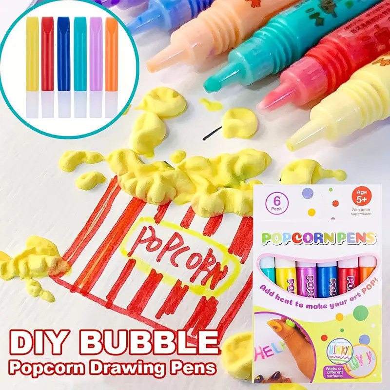 6 Cái / bộ Làm Nóng Mở Rộng Puffy Paint Popcorn Bút Màu Sáng Tạo Puffy Vẽ Bút Cho Trẻ Em Thiệp Chúc 