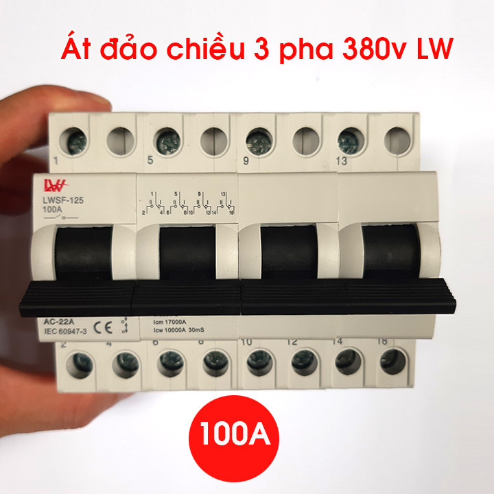 Aptomat đảo chiều 3 pha 4 dây 380V 100A LW -CB đảo chiều, át đảo chiều 3 pha