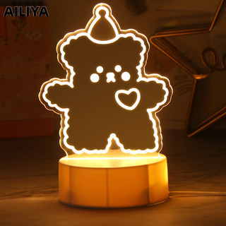 Đèn ngủ âm thanh nổi 3D LED phòng ngủ Đèn đầu giường Acrylic Đèn bàn hoạt hình Đèn ngủ USB dễ thương