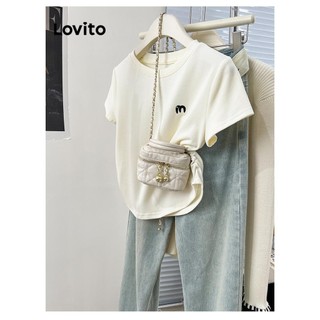 Áo thun Lovito xếp nếp màu trơn phong cách thường ngày cho nữ LNE57474