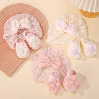 Bộ 3 Mũ Cho Bé Tất Hoa Dễ Thương Mùa Hè Công Chúa Ren Nón Bé Gái Bé Chống Trơn Trượt Tất Bộ