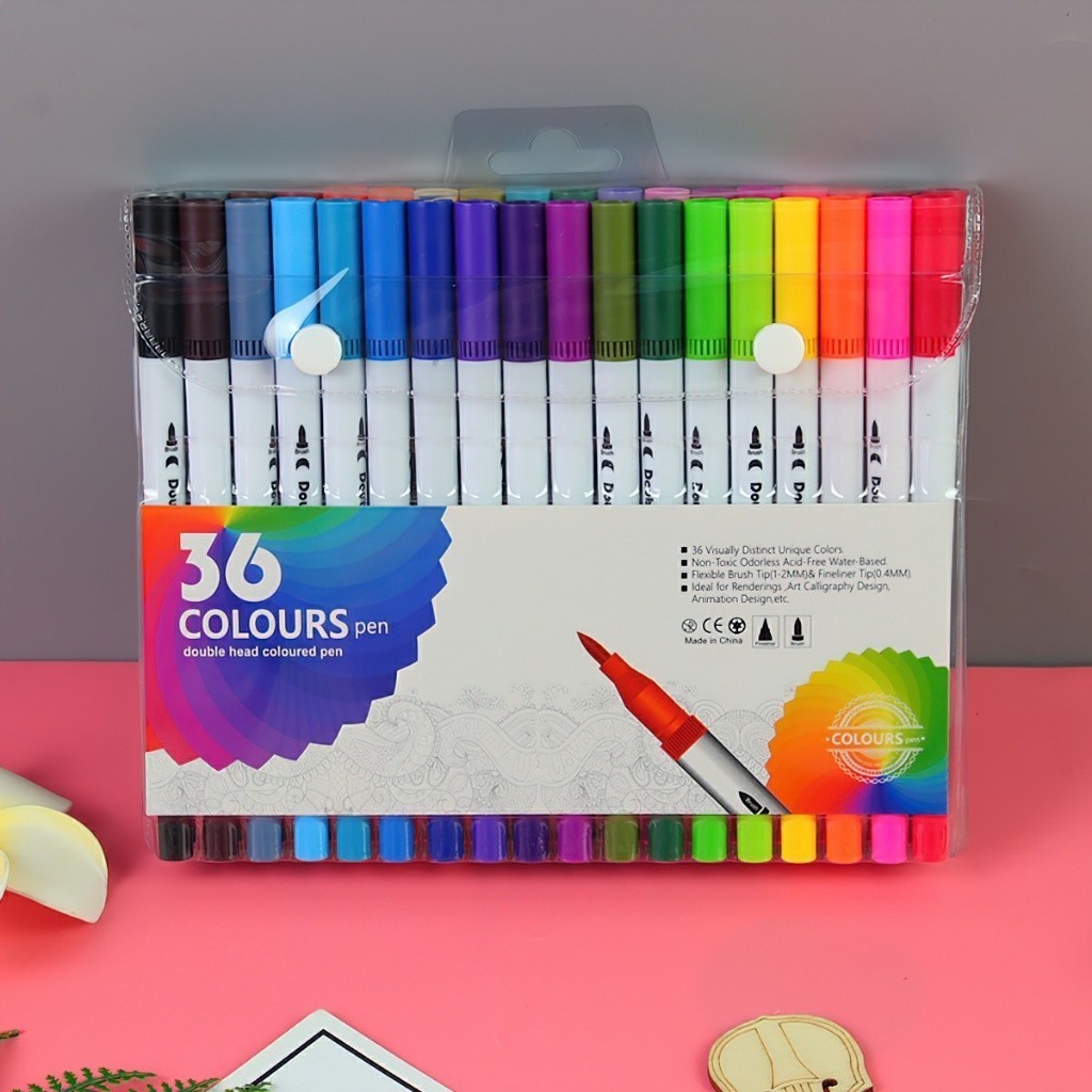 Bút brush viết calligraphy bút dual tip brush pen 2 đầu đa năng trang trí sổ, bullet jounal, take no