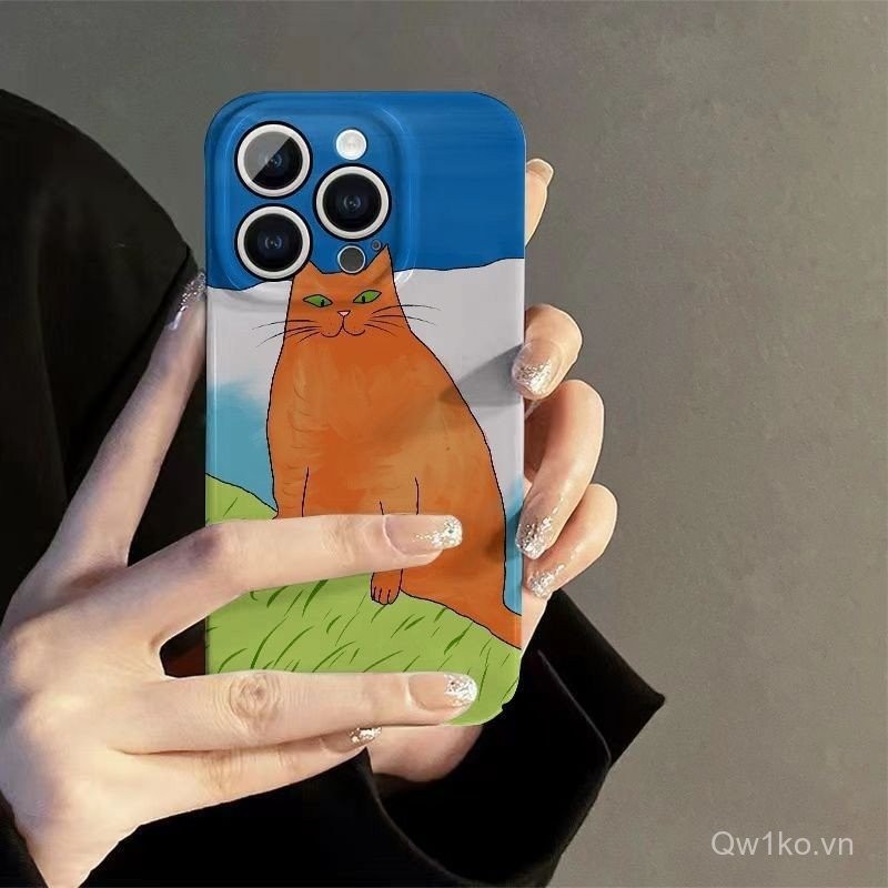 Ốp điện thoại hình mèo lớn dễ thương Hàn Quốc tương thích với Samsung A03 CORE A14 A11 A13 4G A12/M1