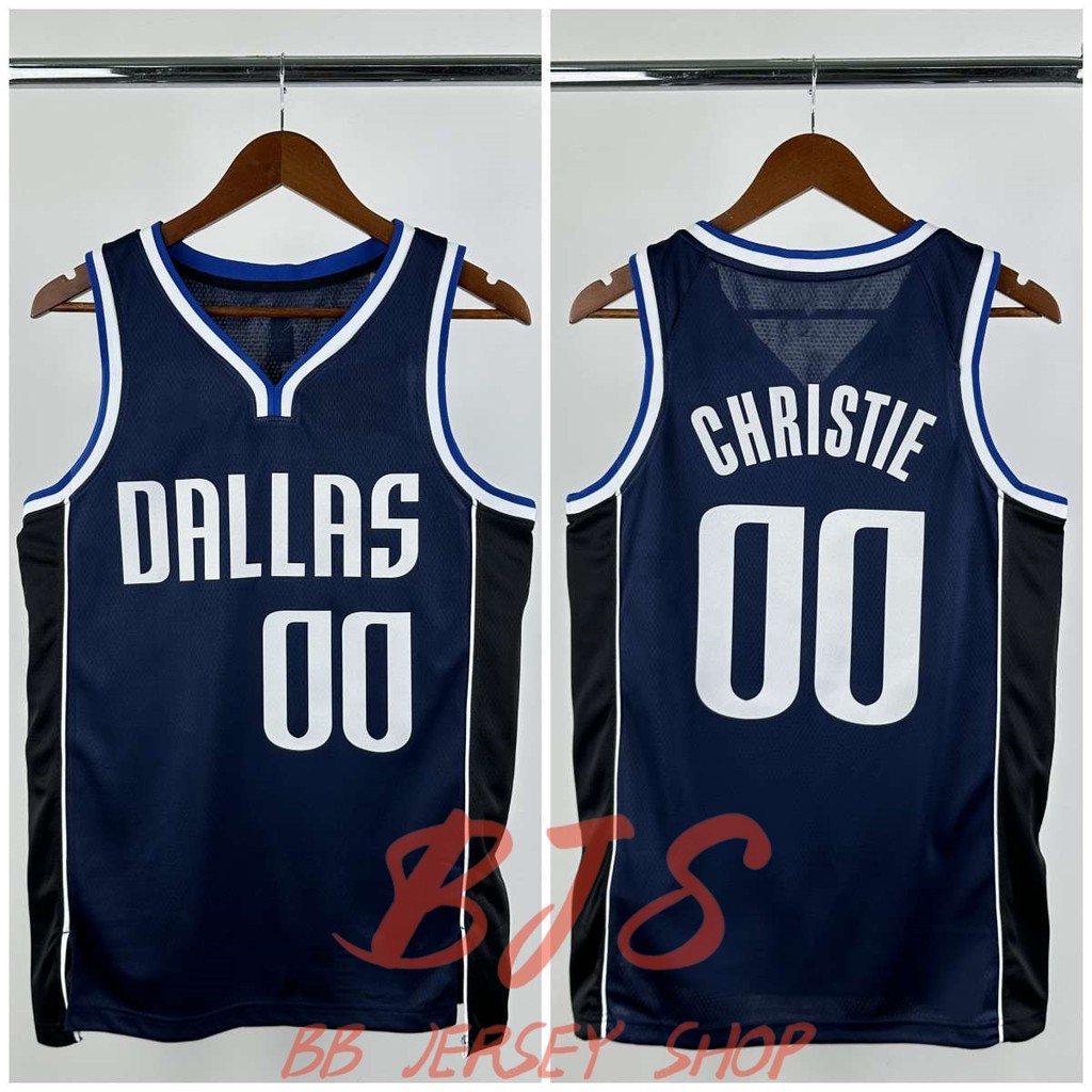 24 / 25 Dallas Mavericks 00 号号 Áo bóng rổ Christie Xanh vận động viên Jersey Áo sơ mi nam