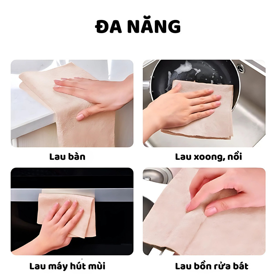 Set 10 Khăn Lau Xơ Mướp Sợi Tự Nhiên Thấm Hút Tốt, Khăn Lau Chén Dĩa Chống Dầu Mỡ, Tái Sử Dụng | BigBuy360 - bigbuy360.vn