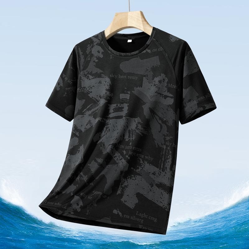 Size M-5XL Benjie Ice Silk Running Volume Áo thun ngắn tay nam mùa hè mỏng dáng rộng thể thao nhanh 