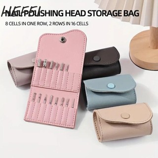 Túi lưu trữ đầu mài móng tay HEFEI, 16 khe cắm Công cụ lưu trữ đầu đánh bóng màu tươi mát, tiện lợi Mini chuyên nghiệp PVC Nail Art Ba Lan Head Bit Holder Hộ gia đình