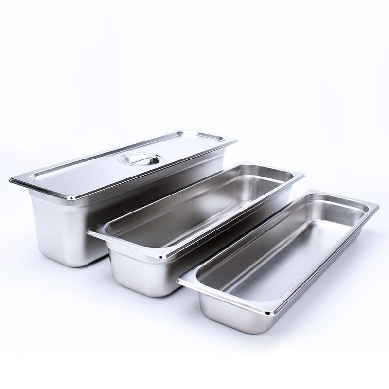 Khay đựng đồ ăn bằng thép không gỉ 2/4 phong cách Châu Âu khay đựng đồ ăn kem que hình chữ nhật khay