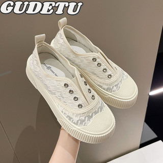 GUDETU❤Giày ren trắng nữ. Mềm mại, nhẹ và thoáng khí. Giày vải lưới tăng đế dày