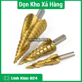 Bộ 3 Mũi Khoan Sắt Hình Nón Chất Lượng Cực Cao Phủ TITANIUM (Mũi Khoan Bước)