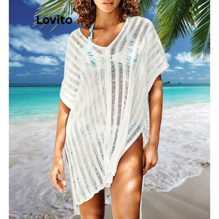 Lovito Áo kimono ren trơn thông thường cho nữ LNE57215