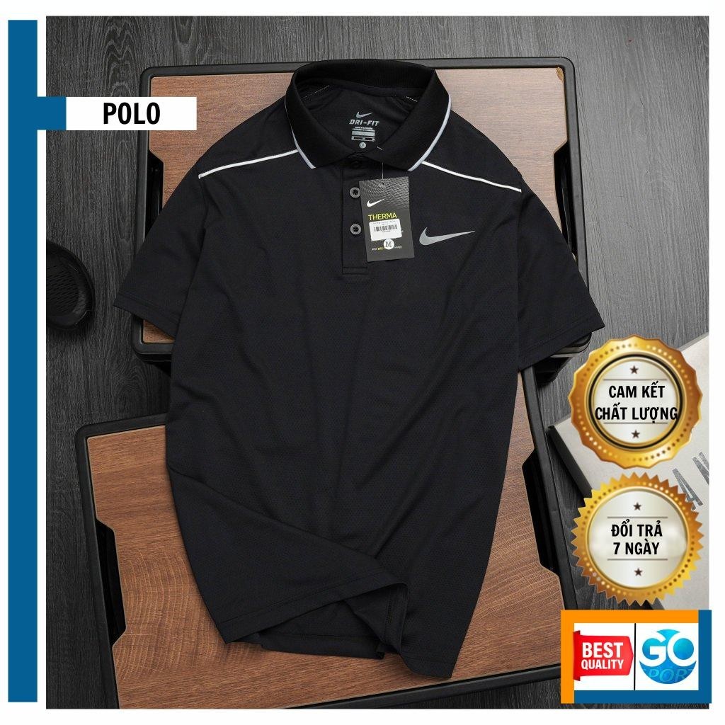 Áo Polo nam thể thao NK Dri-fit, thun dệt lỗ kim thoáng khí, phối viền vai cực kì nam tính, mạnh mẽ