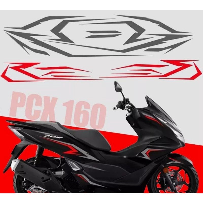 Tem dán xe PCX 160 . Tem rời đỏ đen 3 lớp bóng cao cấp bảo hành màu vĩnh viễn