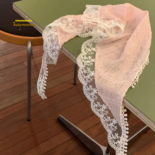 [Babymonster] Khăn quàng cổ hình tam giác họa tiết hoa ren phong cách Pháp Khăn lụa Lolita Mũ đội đầu Turban Phụ kiện tóc thời trang nữ [MỚI]
