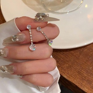 S925 thời trang ánh sáng sang trọng zircon tua rua bông tai kim cương giả mặt dây chuyền bông tai nữ dạ hội trang sức bông tai