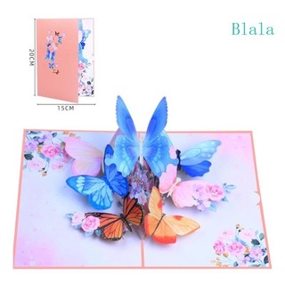 Blala 3d pop up thiệp chúc mừng bay bướm trang trí viết tay