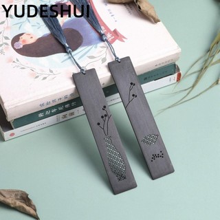 YUDESHUI Vintage Bookmark, Kẹp sách phong cách Trung Hoa bằng gỗ, Văn phòng phẩm Cửa sổ hình quạt Bình đậu đỏ Phân trang Mark