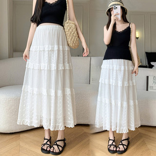 A64580 # Váy bà bầu Váy màu trắng Phong cách Hàn Quốc Đầm Maxi Cakedress Cao Cấp Ren Mùa hè Hàng mới về Váy bà bầu