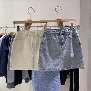 Hàng sẵn có Váy chữ a nửa chiều Denim dành cho nữ có chiều rộng cao Mùa hè nhỏ Phong cách mới Ôm hơn Nhìn ins Tất cả