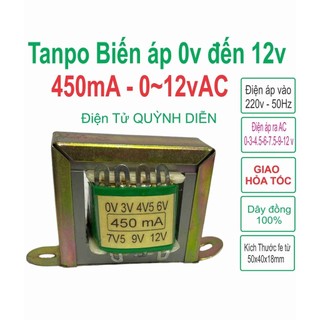 Biến áp đối xứng hạ áp ac vào 220v ra ac 0v ~ 12v - 450ma - linhkienhd