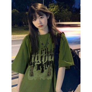Suxi - Retro In Hình Thời Trang Mùa Hè Mới Thời Trang Cổ Tròn Đa Năng Áo Thun Nữ Tay Ngắn 240427