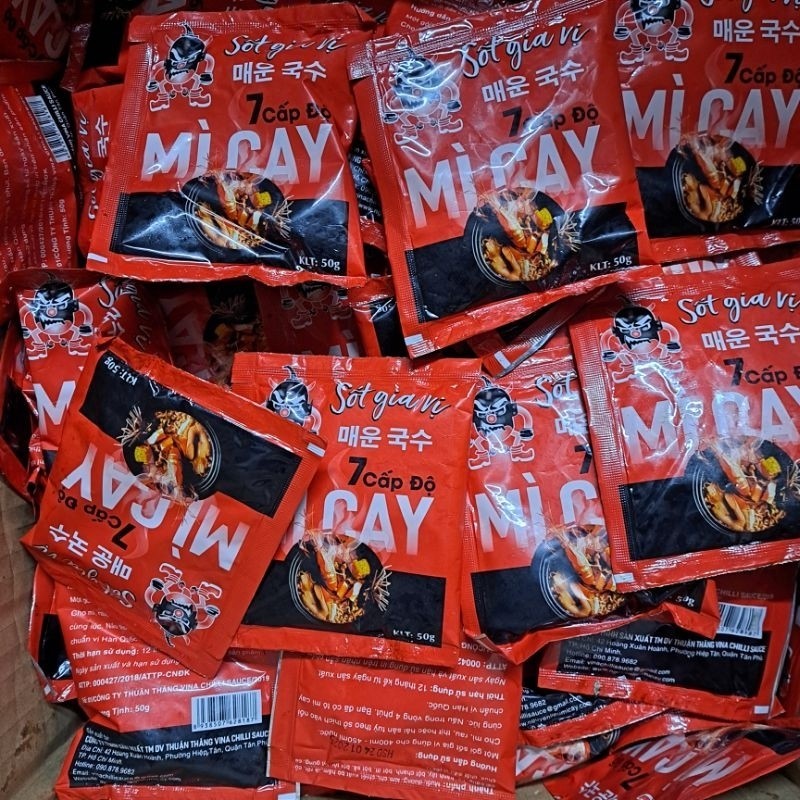 Combo 100 gói gia vị cay 7 cấp độ gói 50 g chuyên nấu mì cay, nguyên liệu mì cay 7 cấp độ gói 50 g