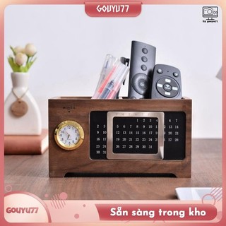 Hộp đựng bút chì bằng gỗ có lịch để bàn sắp xếp Hộp đựng bút gỗ để bàn lưu trữ văn phòng Phòng học Trường học