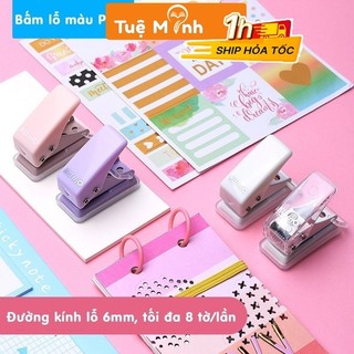 Bấm lỗ màu pastel mini K83 Dụng cụ bấm lỗ giấy hình tròn nhỏ gọn tiện dụng VPP Tuệ Minh